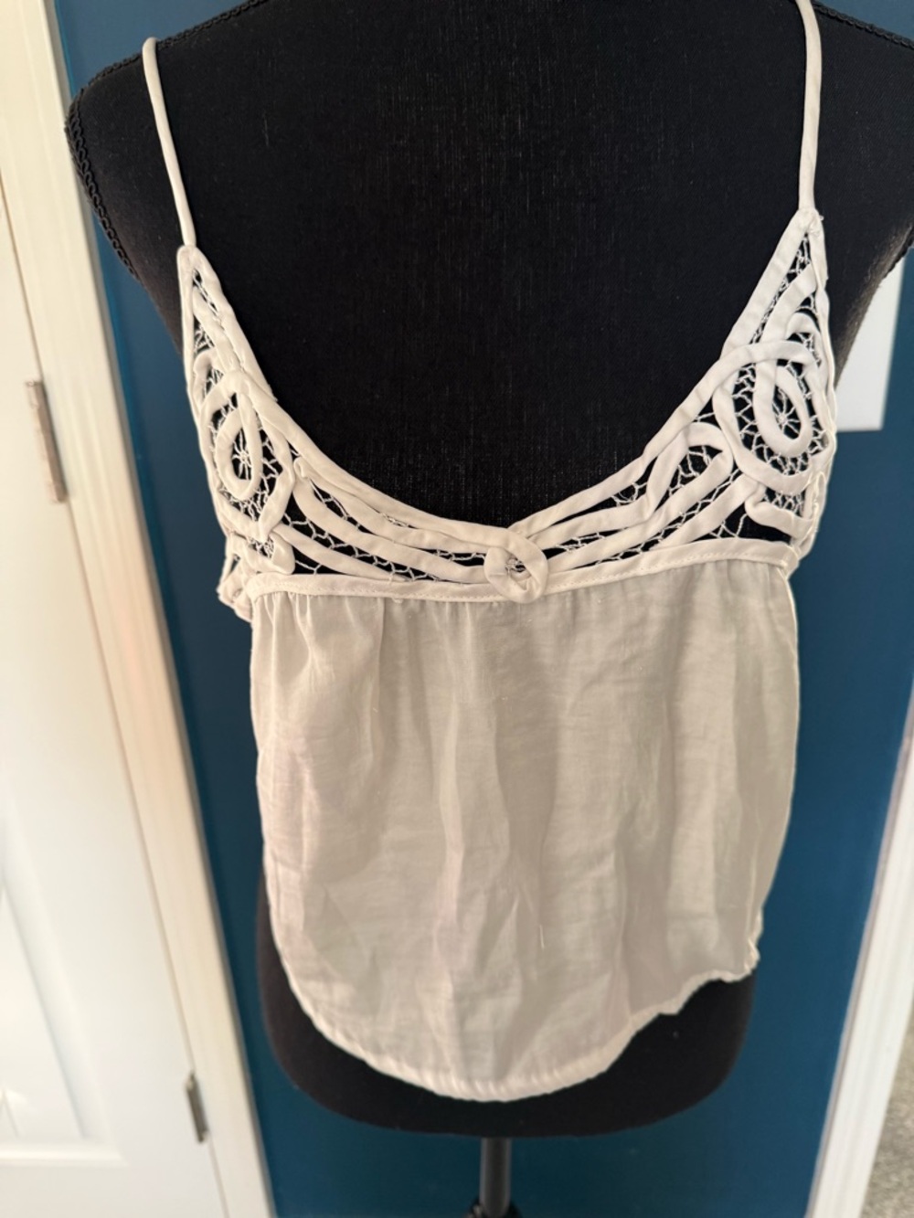 White Crocheted-Back Spaghetti Strap Camisole